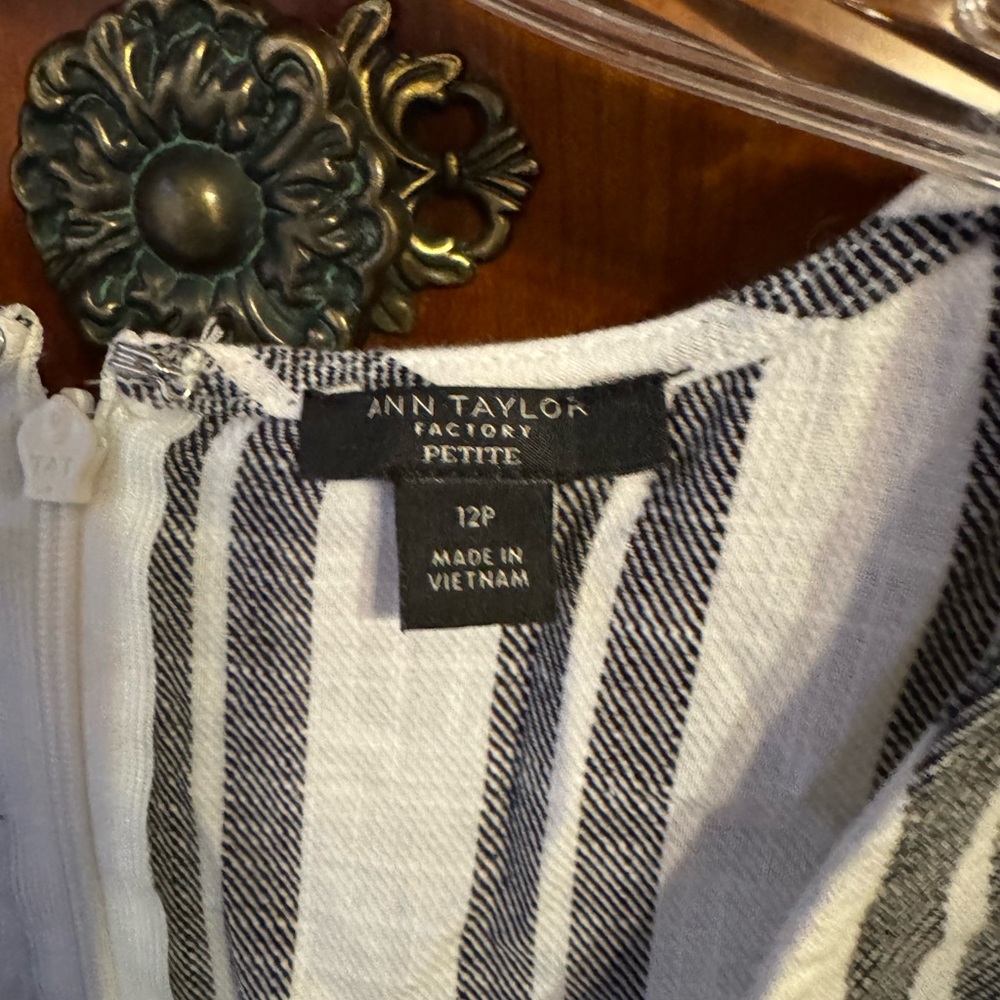 Ann Taylor Black and White Striped Jumpsuit